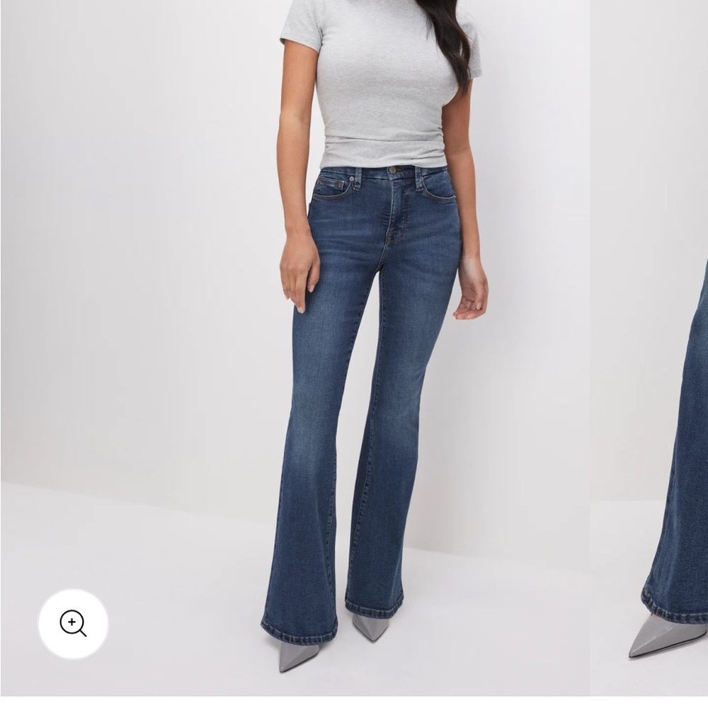 Good American petite Dark Blue Flare Jeans